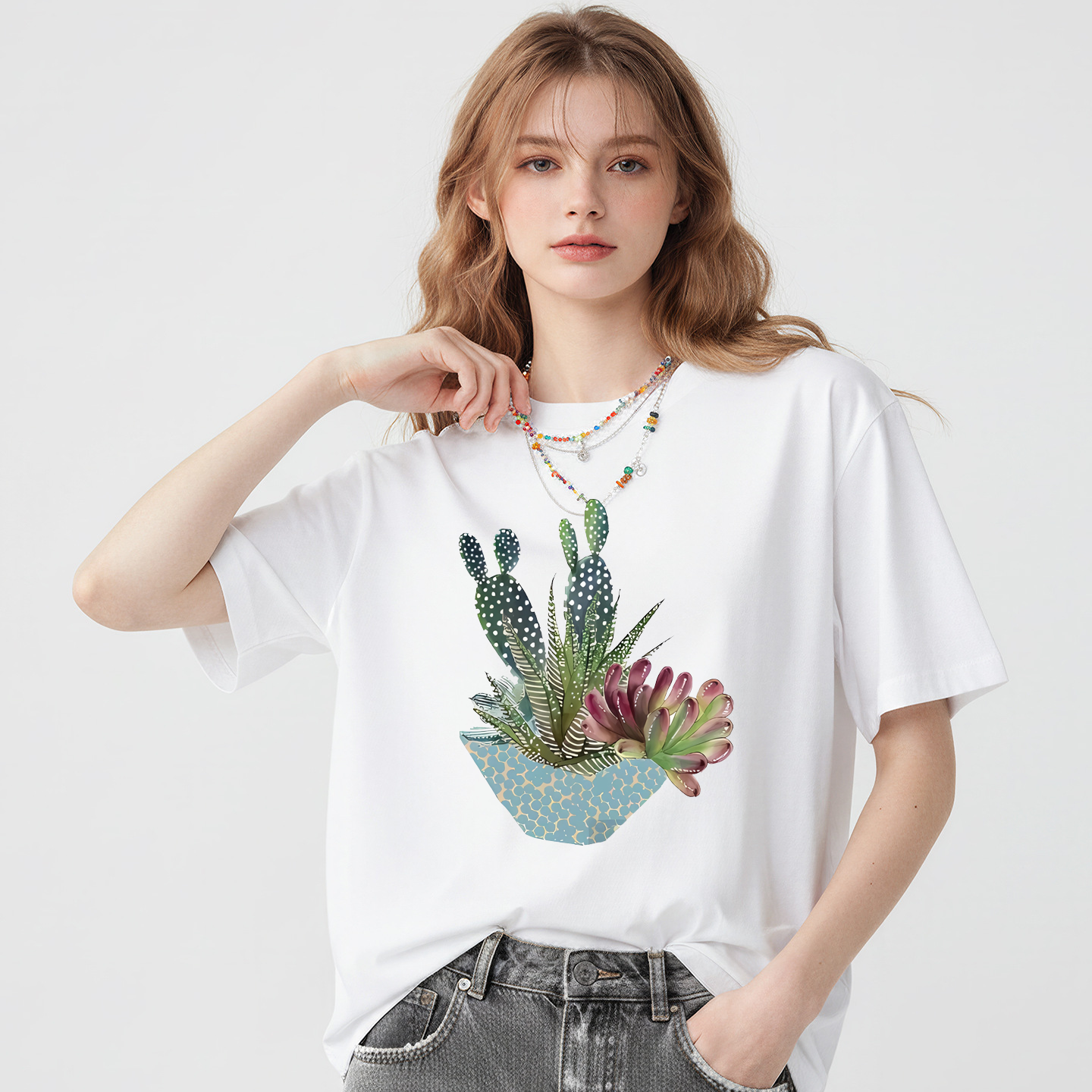 Plant Parent Shirt - Fashion Women's Personality Cactus Print Short