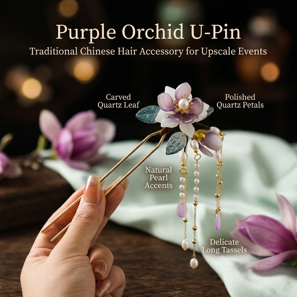 Orchid Phalaenopsis - Alloy U Shaped Hair Pin With