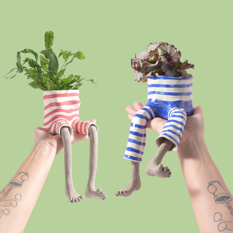 1Pcs Novelty Sitting Legs Cera - مراجعة Plant Parent Pot وسعره
