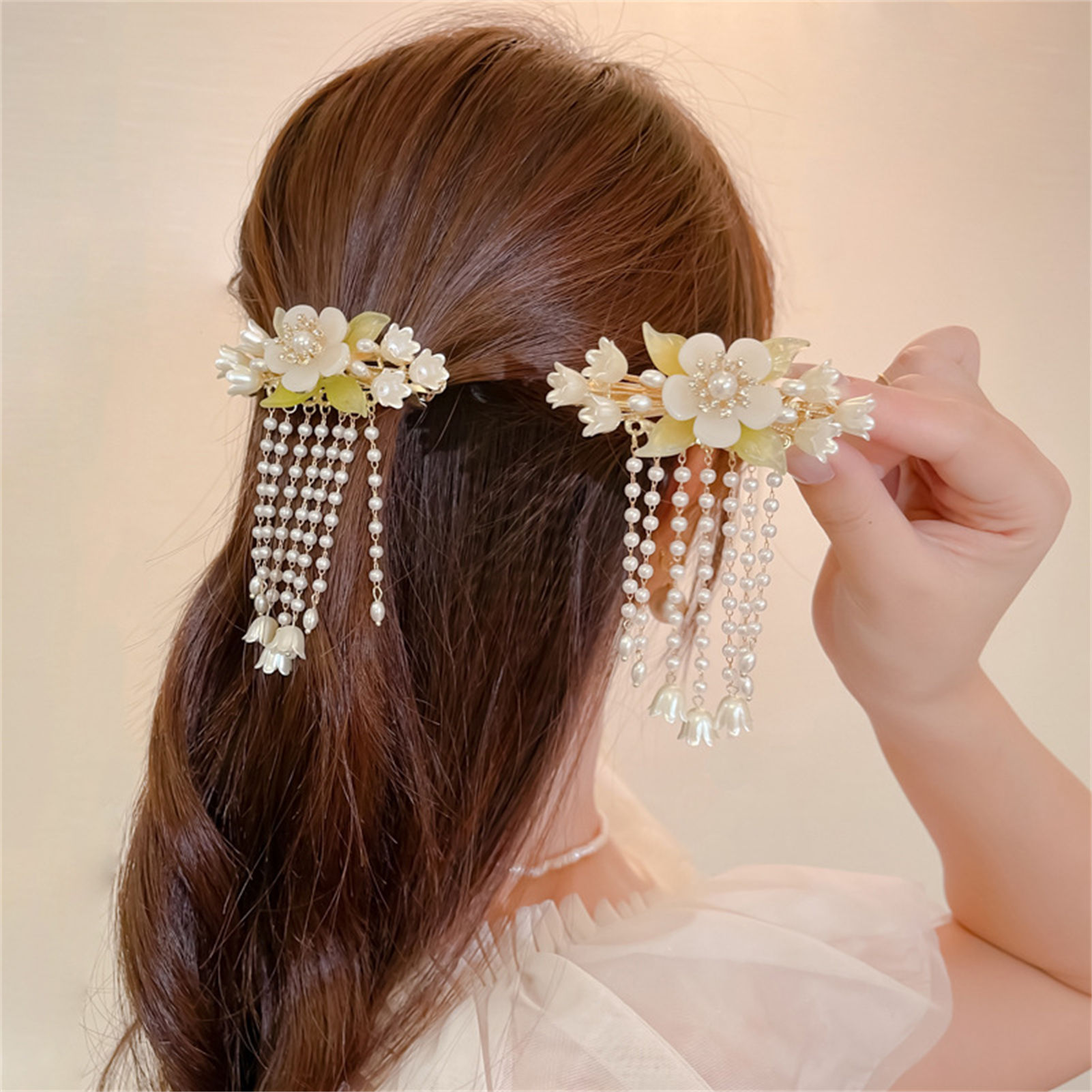 Vintage Flower Tassel Hair Cli - مراجعة Orchid Phalaenopsis وسعره